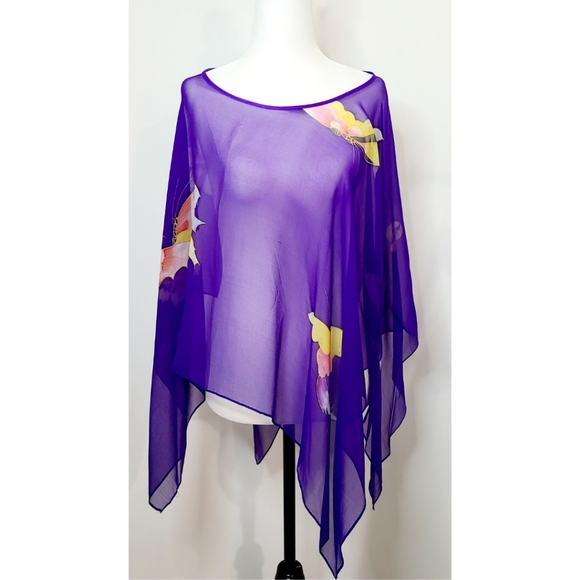 Silk Butterfly Poncho - Picture 1 of 8